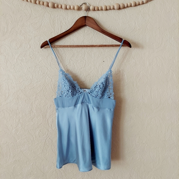 La Perla Tops - La Perla Petit Blue Silk Camisole With Macramé